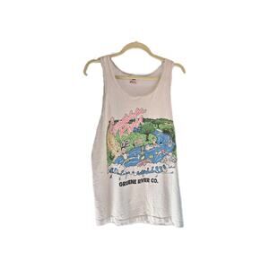 VTG 1989 Teed Shirt Tank Top W/holes Size L Unisex Gruene River Co. Guadalupe